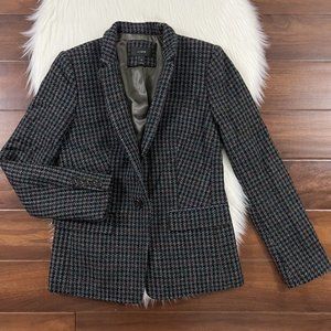 J. Crew Size 6 Olive Amber Houndstooth Regent Wool Blazer Jacket